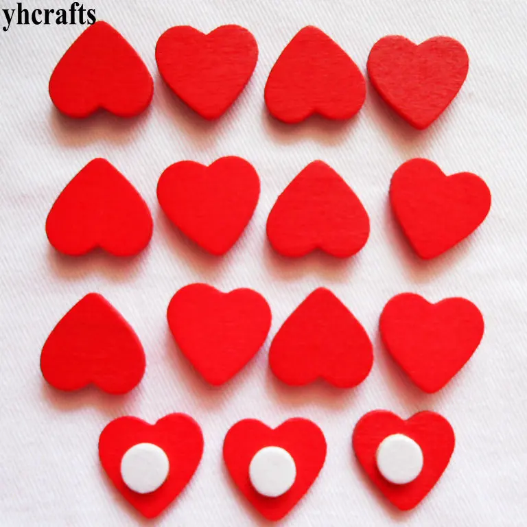 1000PCS/LOT.Red heart wood stickers Wedding ornament Valentine's Day Christmas day crafts Kindergarten toys creative DIY toys