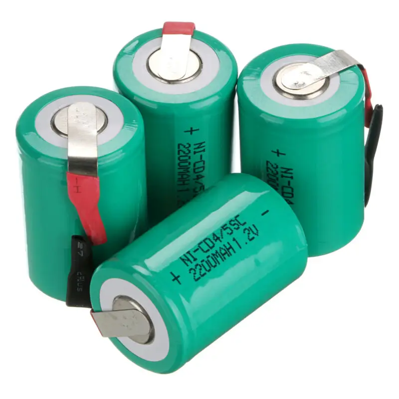 GTF 4PCS 2200mAh 4/5 SC Ni-CD Battery 1.2V Sub C batteries with tab for Power Tools