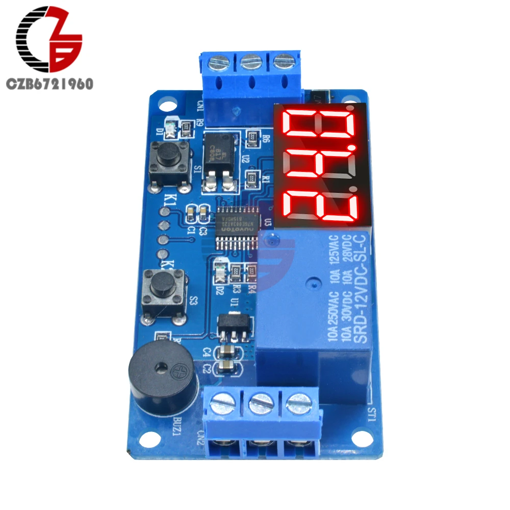 Dc 12V Led Digitale Tijdrelais Module Timer Relais Tijd Schakelaar Trigger Timing Board Plc Automation Auto zoemer