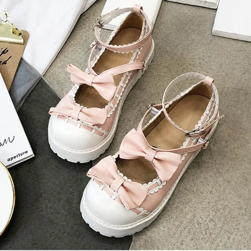 Cosplay Shoes Women Summer 2019 Spring New Bowknot Princess Kawaii Girl Women Shoes JK Uniform Lolita Shoes Anime Lolita Shoes