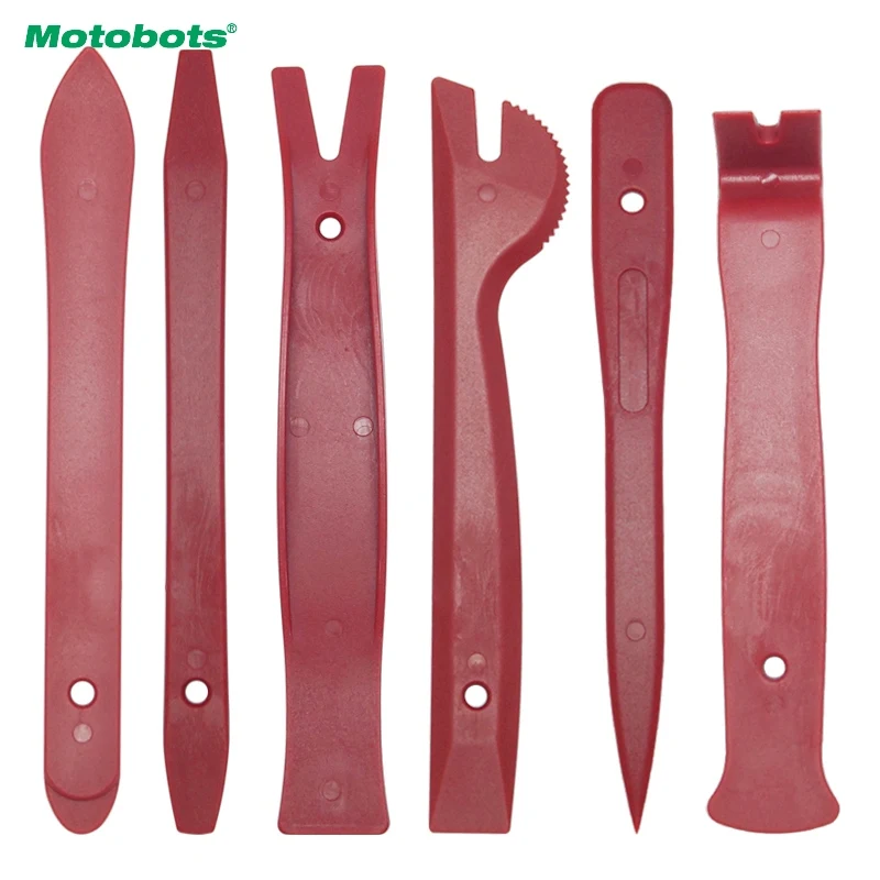 MOTOBOTS 5set Red DIY Auto Door Radio Panel Dash Trim Removal Pry Opening Tools Set Car Repair Tool Kit Plastic Hand Tools