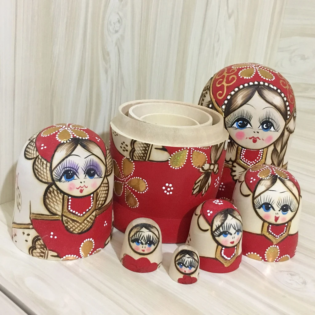 Hand Painted Wooden Nesting Dolls Matryoshka Babushka Set Russian Dolls Home Decoration Kids Birthday Chrismas Gifts