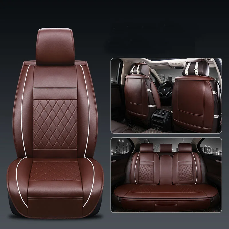 5 Seats Universal Car Seat Cover PU Leather Auto Front Back Rear Seat Cushion Protector Mat Keep Clean For Most Car Car Interior