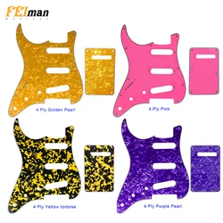 Fei Man Custom - linkshandige aangepaste gitaar slagplaat met achterplaat pak voor USA Fender Strat standaard SSS ST Scratch Plate