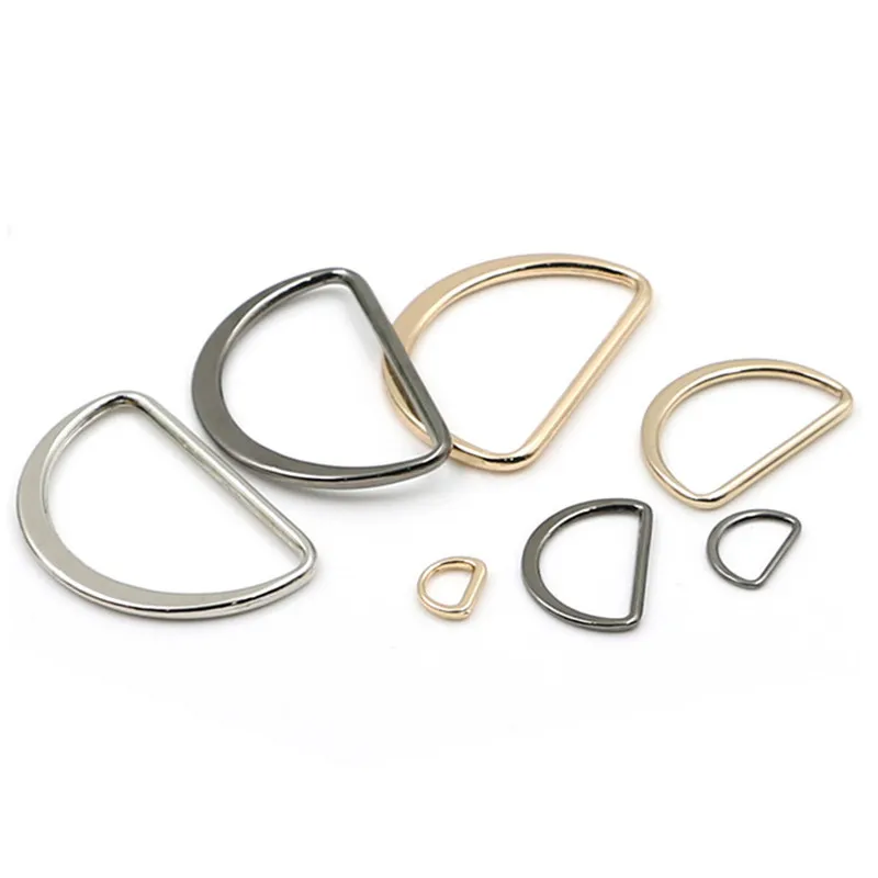 XUNZHE 10pcs/lot Metal Type D Ring 15mm/20mm/25mm/30mm/40mm/50mm/60mm shoes bags Buckles DIY Accessory Garment Accessories