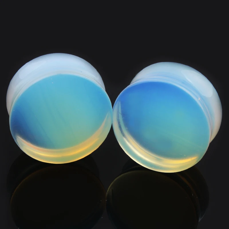 Pair Opalite Stone Ear Plugs Tunnels 4G-25mm Ear Expander Gauge dilataciones Piercing oreja Fashion Body Piercing Jewelry