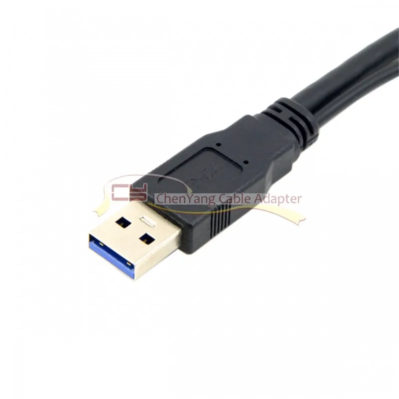 100pcs/bag USB 3.0 Male to Dual USB Female Extra Power Data Y Extension Cable for 2.5