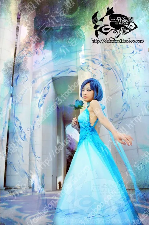 Princess Mizuno Ami light blue Dress Cosplay Costume Wedding dress customized