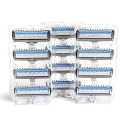 QShave Blau Serie Klinge Männer Manuelle Rasiermesser Rasiermesser Refill X5 Klinge Plus 1 Trimmer Klinge, 12 patronen (Nur Klingen Keine Griff)