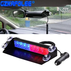 Car Truck Emergency Flasher Dash Strobe Warning Light Day Running Flash Led Police Lights 8 LEDs 3 Flashing Modes 12V