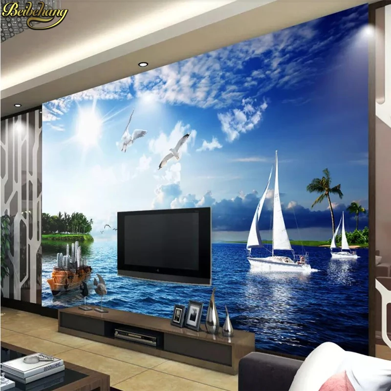 

beibehang Custom Mural Wallpaper Modern Seascape ocean wallpapers for Living Room Wall paper Backdrop Cafe Papel De Parede 3D