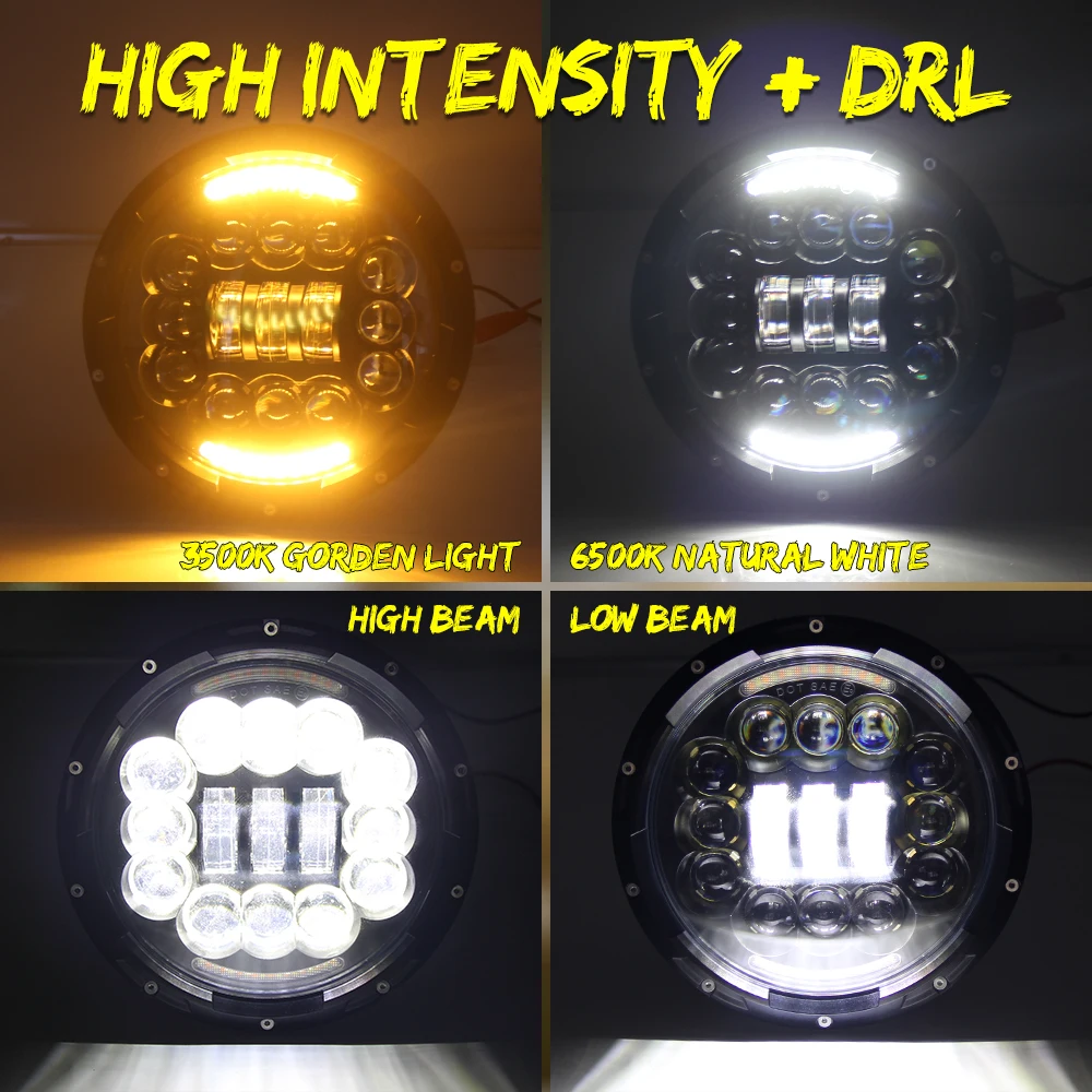 CO LIGHT 7inch LED Headlight 180W Angle Eye DRL Turn Singal 12V 24V Hi/Lo for Lada Niva 4x4 Offroad Driving Lights