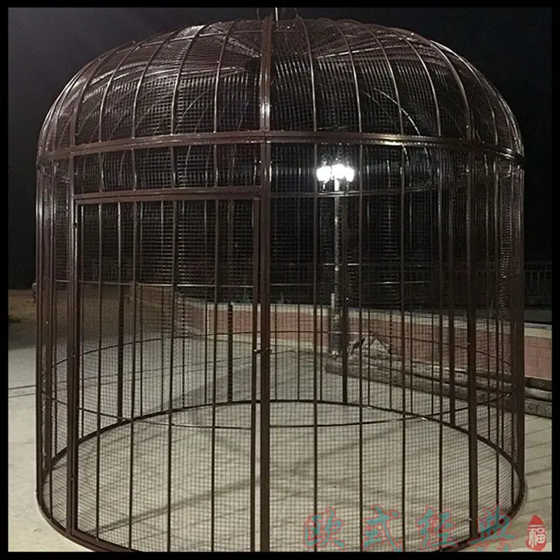 Wrought iron bird cage peacock parrot starling thrush bird cage decorated outdoor large bird cage(Plus net does not add bottom)