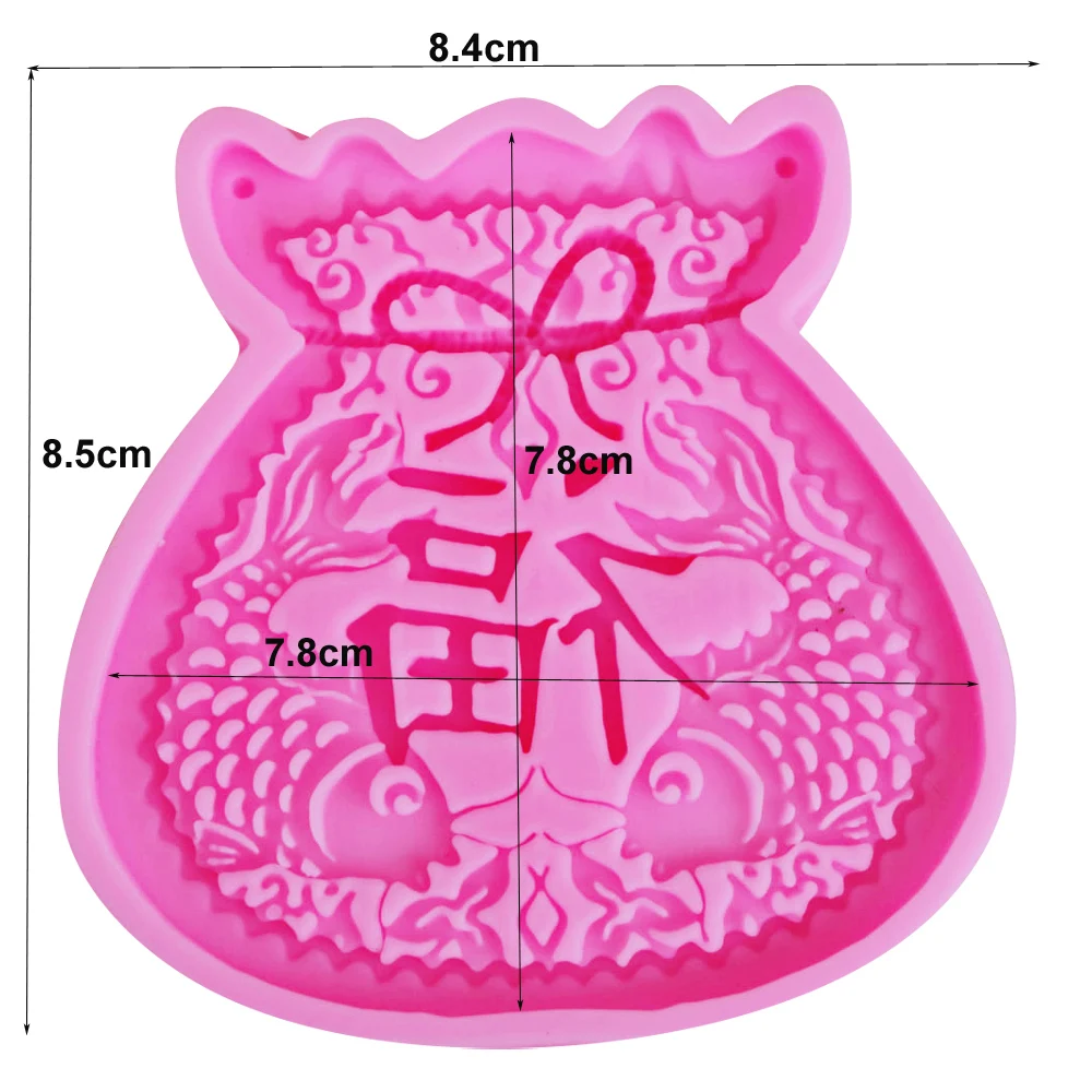 Sophronia Two fish Purse Silicone Mold for Chinese Wedding Party Cake Border Cake Decorating Tools Cupcake Chocolate Molds m707