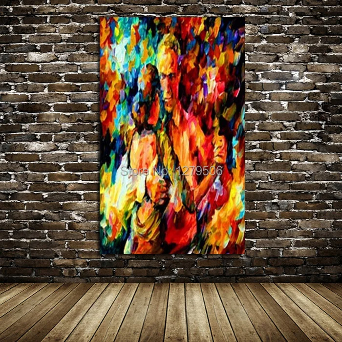 100%handpainted Freeshipping Wall Art Knife Oil Painting Dancing Lovers On Canvas For Modern Home Decor High Quality