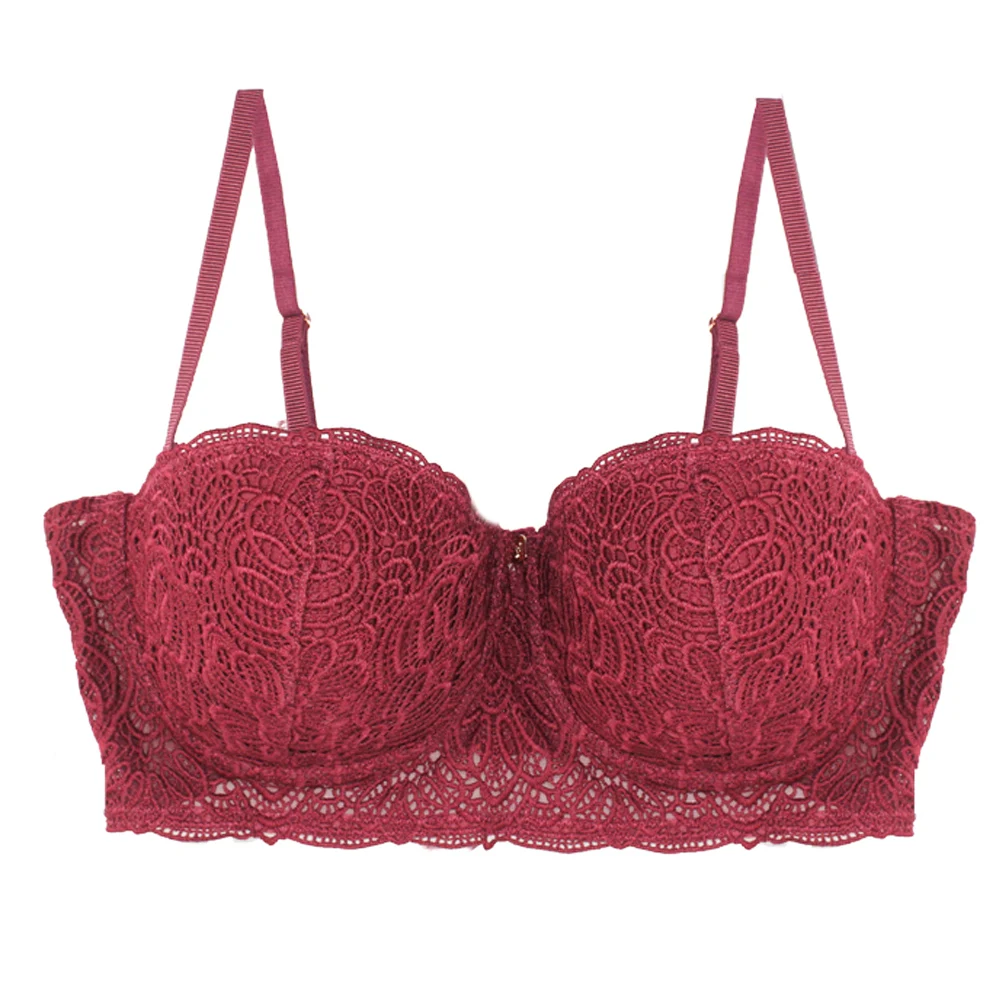 RA073Sexy underwear bra senhoras cor sólida bordado aros confortável diária 1/2 xícara 32-38A-B-C-D-DD