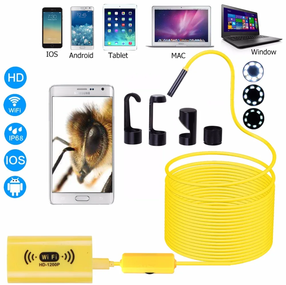 

HD-1200P Wireless 2MP WIFI Endoscope For Windows/Mobile Phone 1M/2M/3.5M/5M/10M