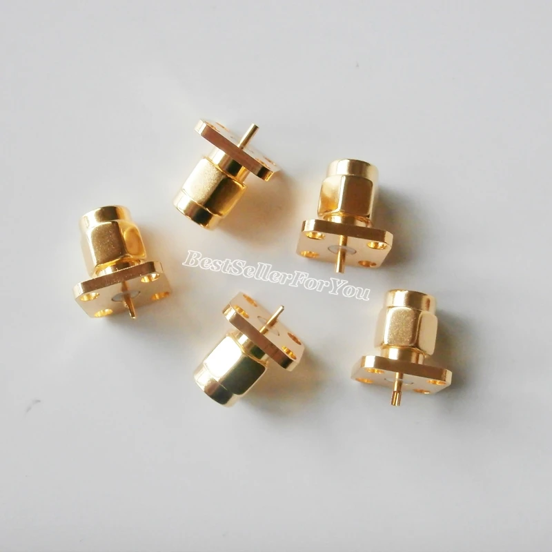 5Pcs RP-SMA Male Chassis Panel Mount 4 Hole Panel Flange Solder RF Connector