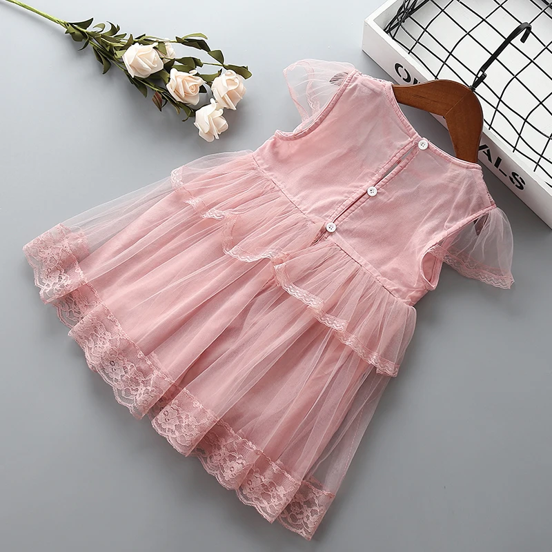 0-6 years High quality girl dress 2019 summer new fashion casual flower kid children formal party birthday princess girl dress