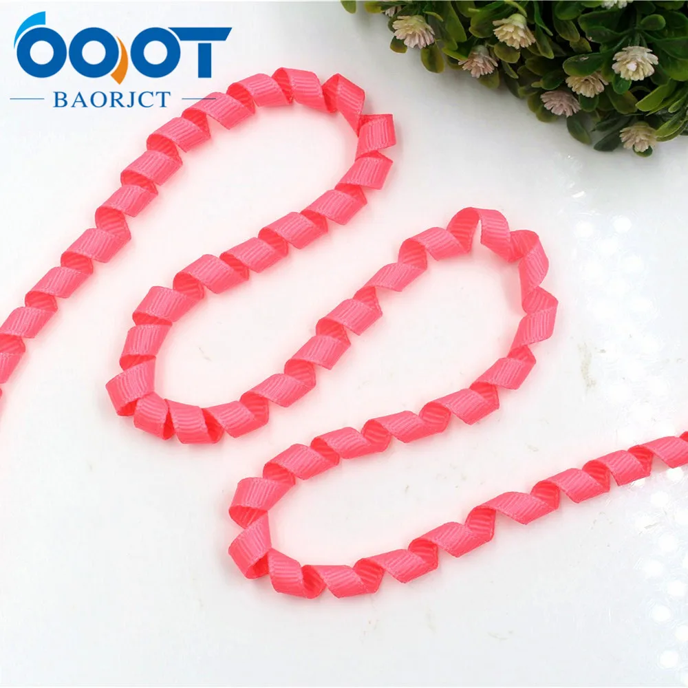 OOOT BAORJCT 178251 6mm Solid color Grosgrain Curly Ribbon For Hairpin Headwear Frizzle Ribbons For Crafts 10pcs/lot