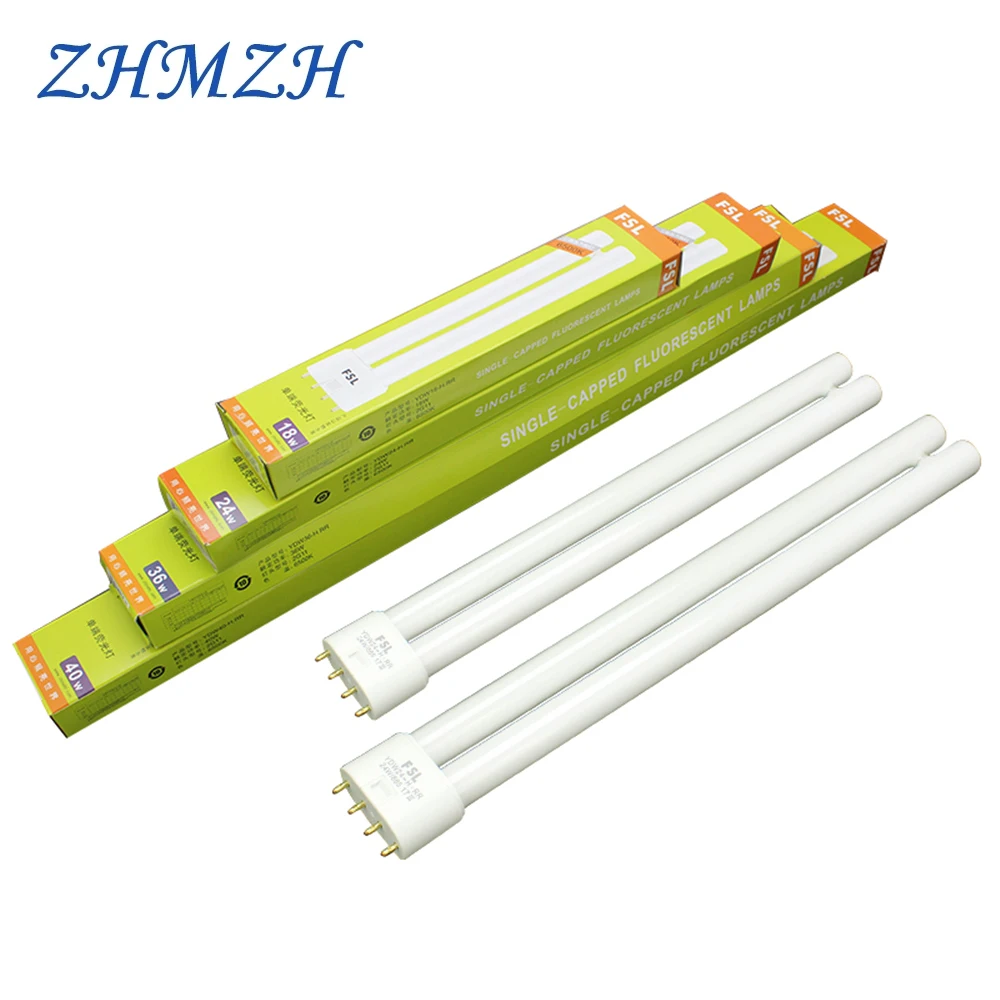 PL-L 2G11 Base Energy Saving Tube H 18W 24W 36W 40W 55W Fluorescent Lamp 4 Pins Twin-Tube Energy-saving Light Bulb White Yellow