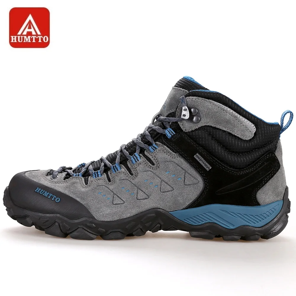 HUMTTO Hiking Shoes for Men Breathable Lace-up Leather Sneakers Mens Outdoor Mountains Climbing Boots Common/Plus Fur Model