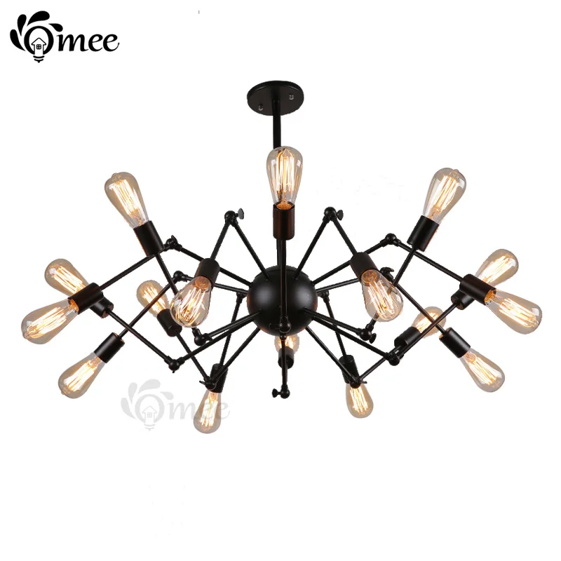 Brande 8/12 Bulbs Iron Spider Chandelier Lamp Vintage Black Chalets Personalis Can Adjustable Led Chandeliers Home Lighting