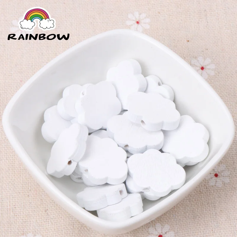 New Natural Wooden beads White Cloud Shape Spacer Beads For Jewelry Making DIY 22x17mm 20pcs