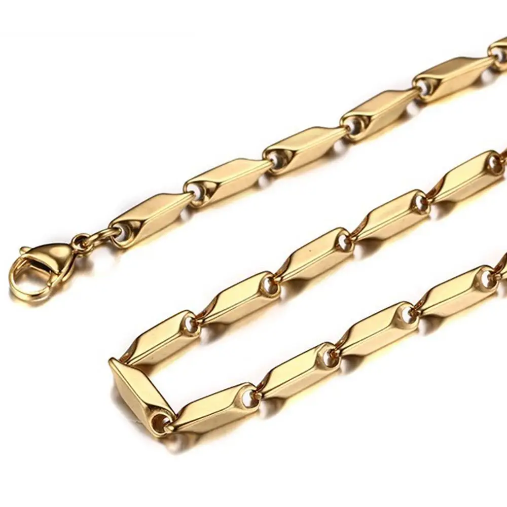 Fashion high-end new necklace melon chain gold color stainless steel chain men and women fashion necklace hot sale 1/2/3/4/5/6mm