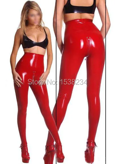 

Latex Rubber Gummi Legging 0.4mm Catsuit Pants Latex Trousers Crotch Zipper High Waist U zip