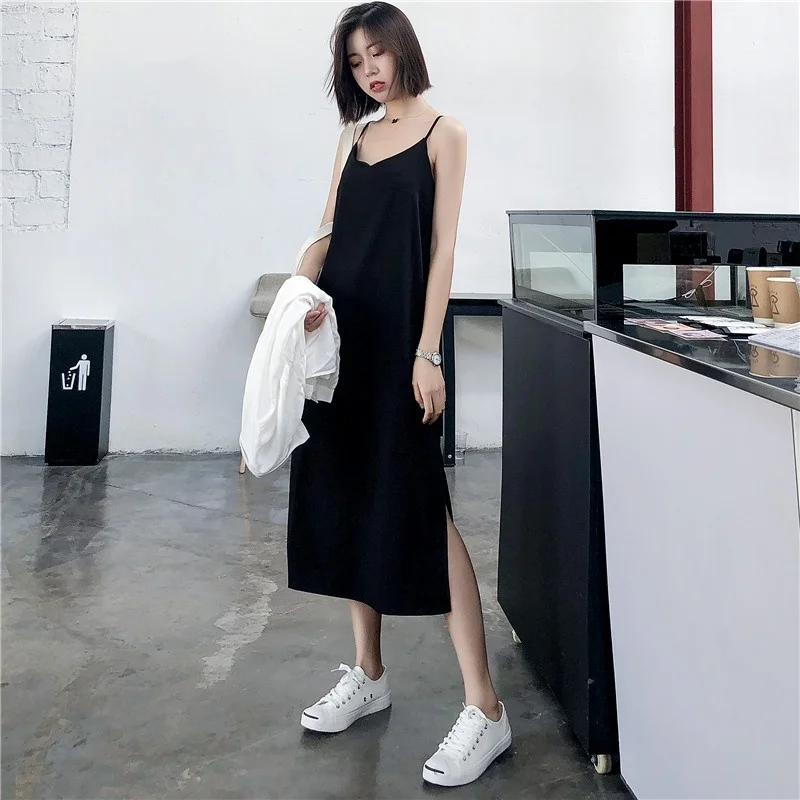 Sexy Women Maxi Dress Black Sling Dress Female Summer 2022 Sleeveless V-neck Vest Long Women Dresses