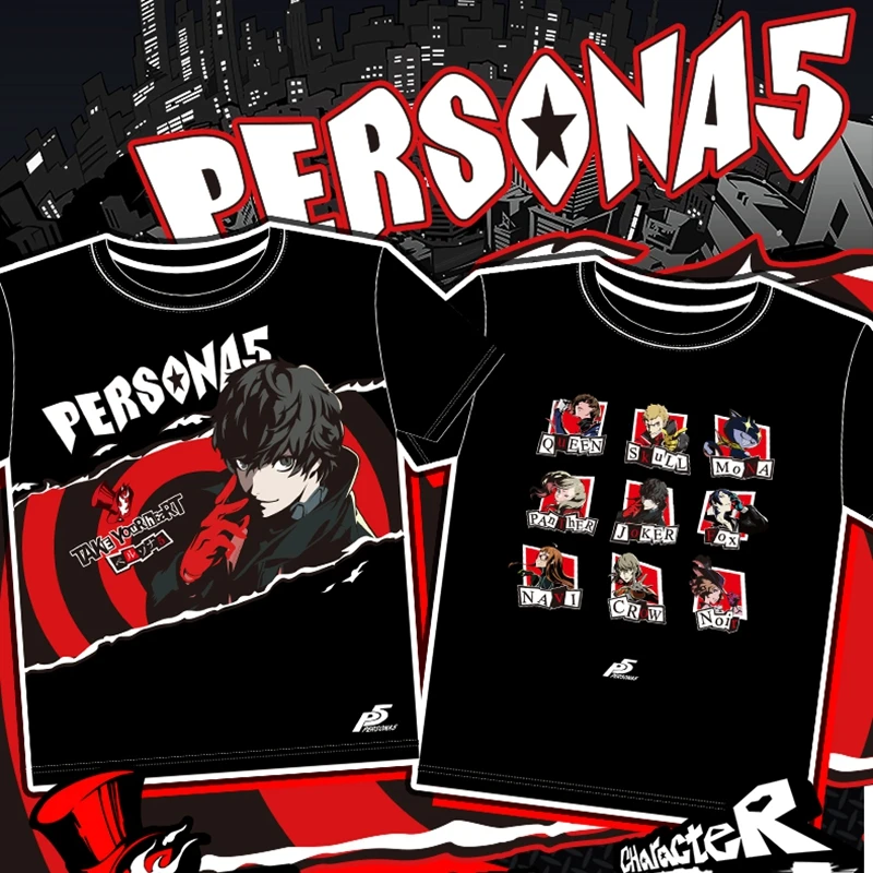 MGFHOME Persona 5 Ren Amamiya Joker Cosplay Shirt P5 Skull Mona Panther Navi Crow Noir T-Shirt Tops Tee Women Men t shirt tshirt