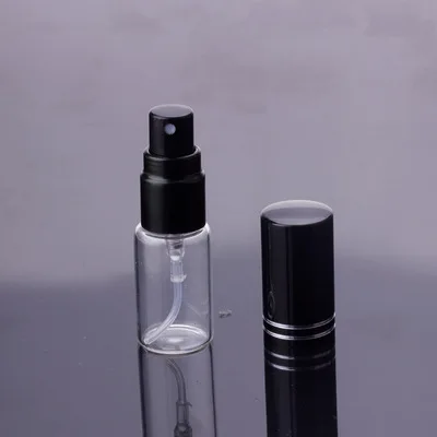 100 teile/los 5 ml 10 ml 15 ml Tragbare Schwarz Glas Parfüm Flasche Mit Zerstäuber Leere Kosmetische Behälter Für reise