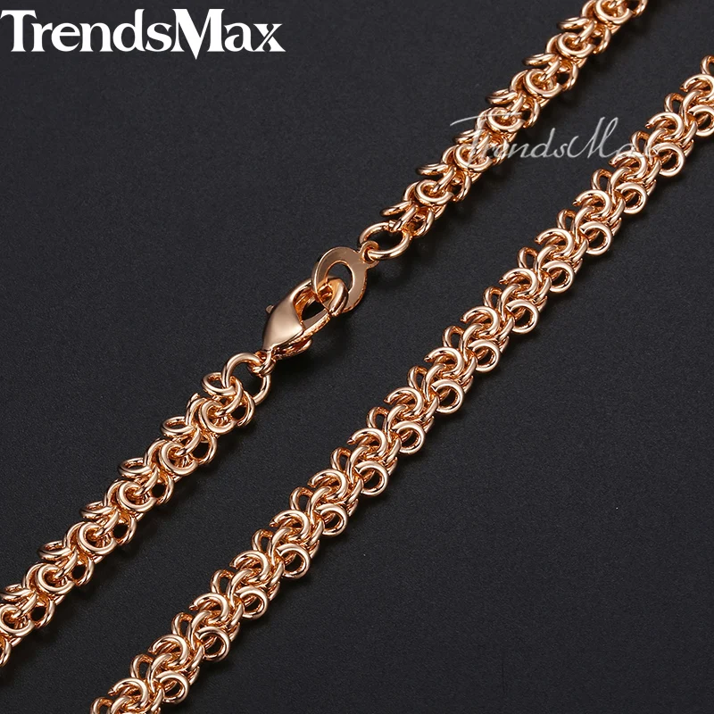 Necklaces For Women Men 585 Rose Gold Color Swirl Link Chain Necklace Woman Fashion Gift Dropshipping Wholesale Jewelry 6mm CN13