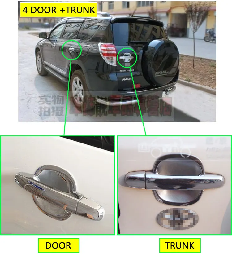 For Toyota Rav4 2006-2012 Chrome Door Handle Covers Trim for 5 Door Accessories Stickers Car Styling 2007 2008 2009 2010 2012