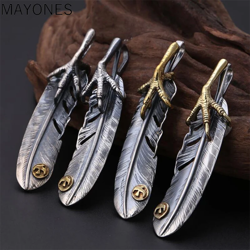 

Eagle Feathers Pendants 925 Sterling Silver Retro Feather Pendant For Men Women Vintage Punk Personality Silver Pendant