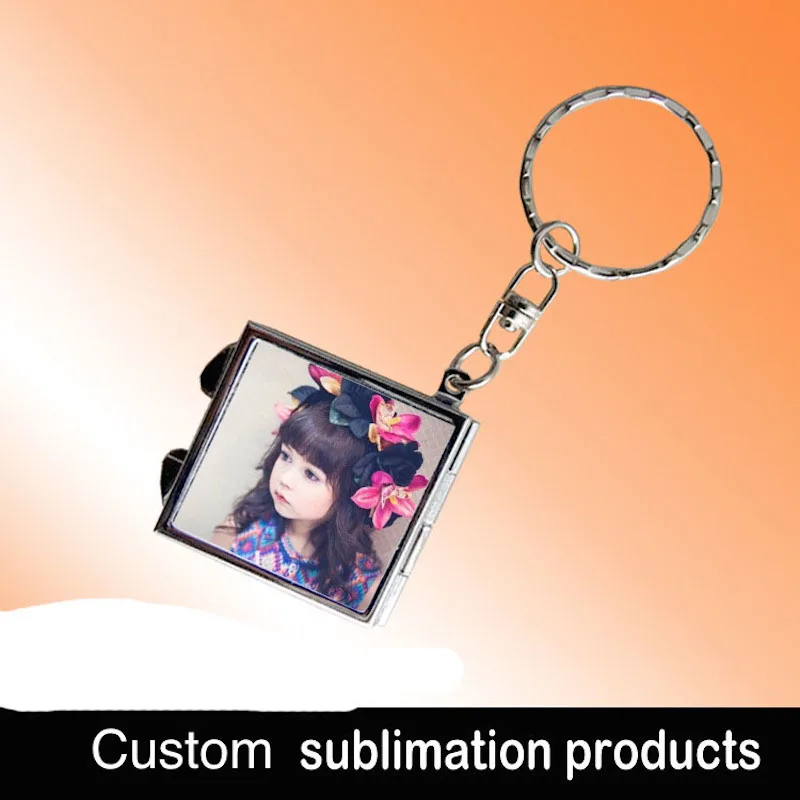 

Sublimation products metal keychains can be used as mirror blank consumables print your picture customized design bag pendant