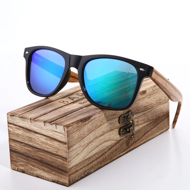 BARCUR Sonnenbrille, polarisierte Zebra-Holz-Sonnenbrille, handgefertigt, Vintage-Holzrahmen, männlich, zum Fahren, Sonnenbrille, Schattierungen, Gafas mit Box