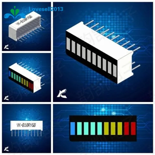 2Pcs/Lot 10 Segment Full Color LED Bargraph Light Display Module Ultra Bright Red Yellow Green Blue(RYGB) Dip DIY