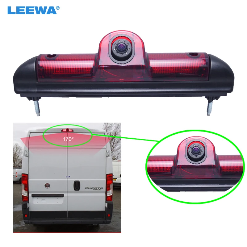 LEEWA  Car LED Brake Light IR Rear View Reversing/Parking Camera For Fait Ducato/Peugeot Boxer/Citroen Jumper #CA5369