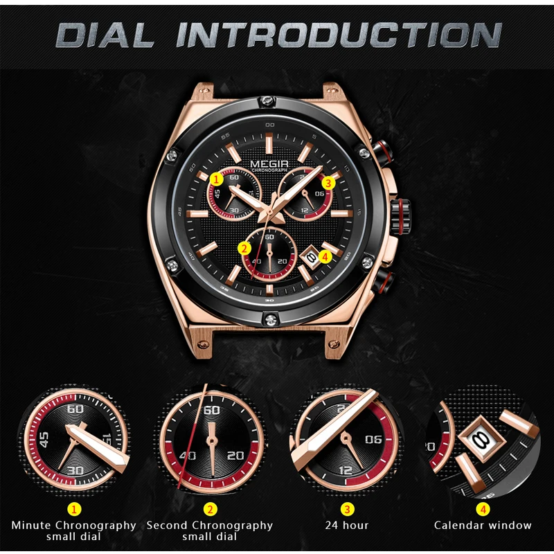 MEGIR Luxury Mens Sport Watches Casual Silicone Waterproof Luminous Watch Men Date Analogue Quartz Wristwatch Relogio Masculino