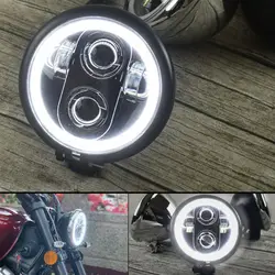 Round 5.75 inch Universal Vintage Motorcycle cafe racer Headlamp  Motorbike Front light Far light custom LED headlight