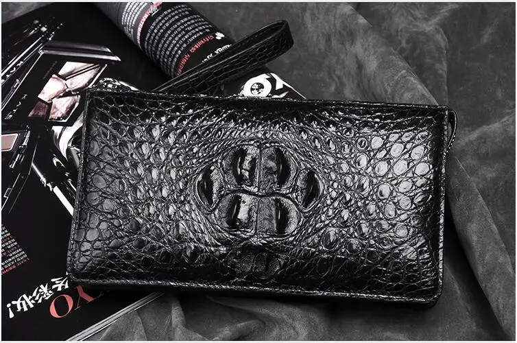 100% genuine crocodile leather wallets and purse alligator skin wallets men clutch alligator skin black brown color money holder