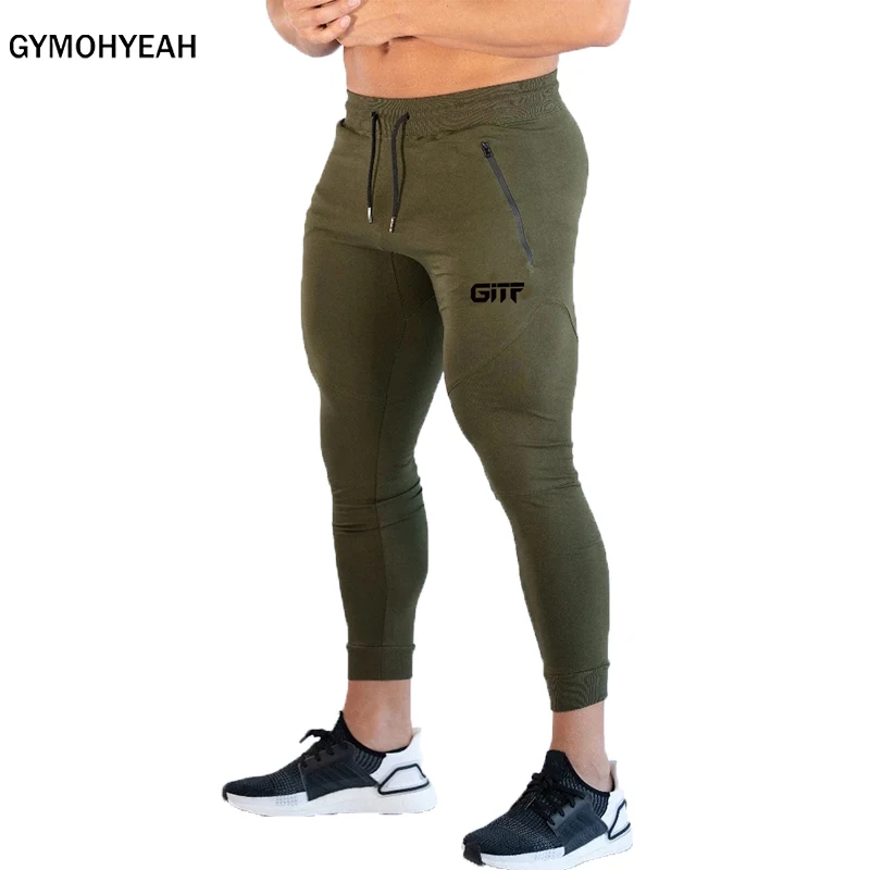 

GYMOHYEAH Fitness leisure Mens Jogger Sweatpants Man Gyms Workout Fitness Cotton Trousers Male Casual Fashion Skinny Track Pants