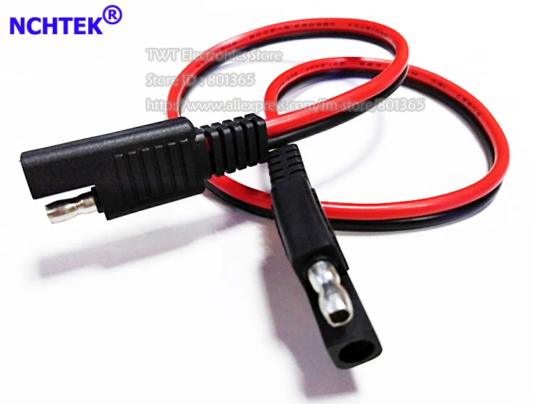 NCHTEK SAE to SAE Extension Connector Cable Quick Disconnect Wire Harness About 30CM/Free Shipping/10PCS