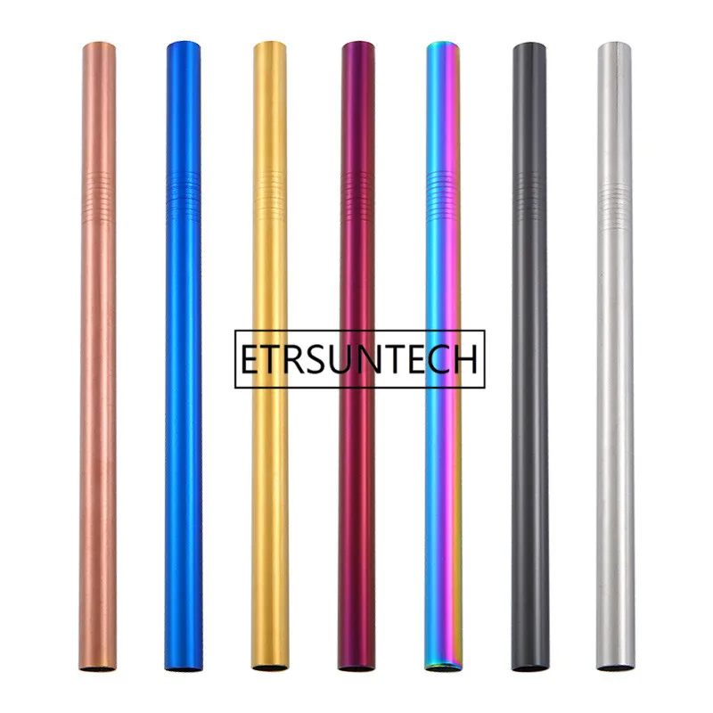 

1000Pcs 215mmx12mm High Quality Colorful Straw 304 Stainless Steel Straws Reusable Bent Metal Drinking Straw with Cleaner Brush