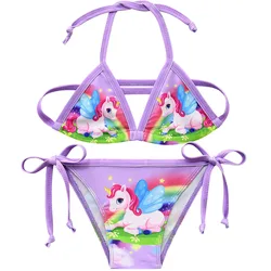 3-12Y Cute Girls Unicorn Swimsuit pink Kid Strap Bikini Suit 2pcs Outfits Kid Fashion Clothes toddler Children