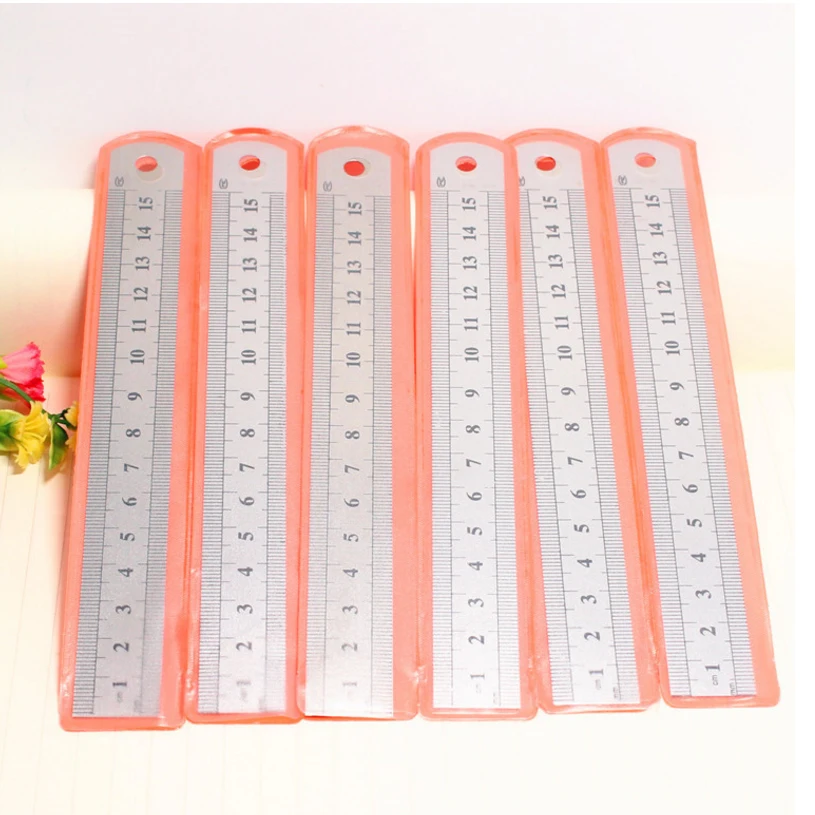 Terug Naar School Gift Kawaii Tekening Staal Ruller Pocket Ruler Briefpapier Tool 15/20/30Cm 6/8/12Inch Leuke Cadeaus Voor Studenten