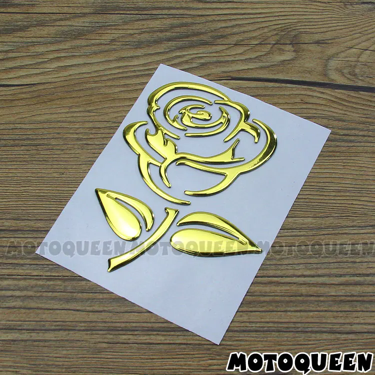 1Pcs 3D Chrome Rose Motorcycle Car Truck Stickers Emblem Helmet Decor Decals For Universal Haley Honda Yamaha Kawasaki Suzuki