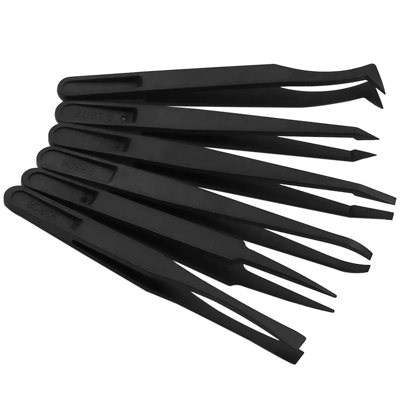 1Pc Plastic Pincet Zwart Nieuwe Draagbare Straight Bend Anti-Statische Hittebestendige Repair Tool